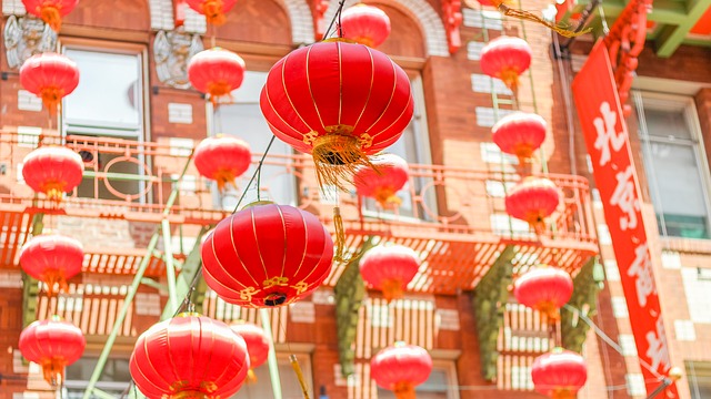 Red paper lanterns in Chinatown