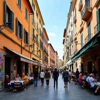 Multicultural crowds enliven Esquiline's streets, adorned with colorful buildings, international eateries, and vibrant street art.